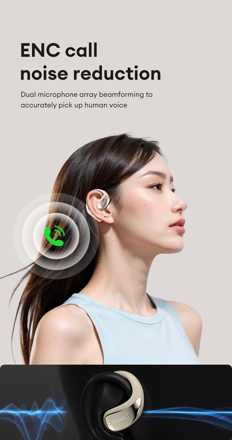 PAXA Vogbuds 5 Pro OWS Smart Voice Assistant Headset,Dynamic Stereo Sound Earbuds with ENC Call Noise Canceling Mic, Digital Battery Display
