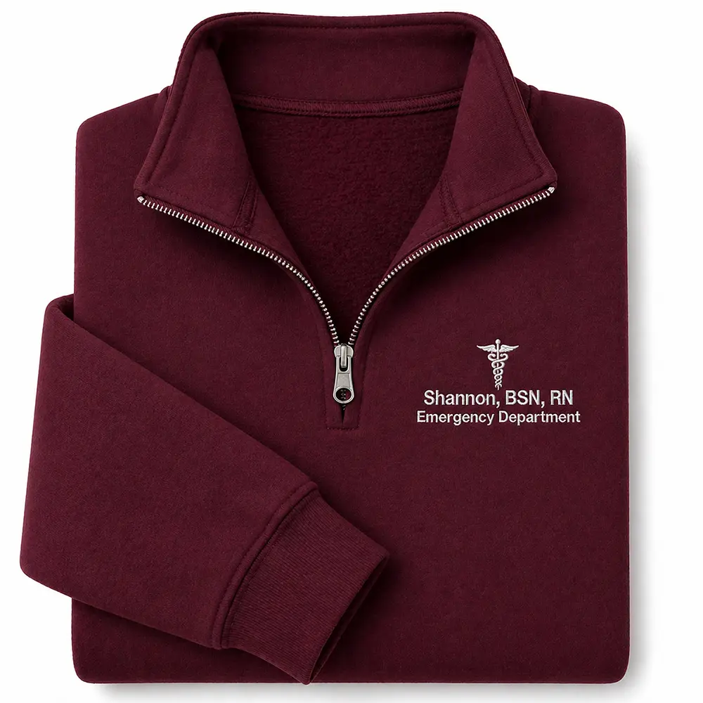 Custom Embroidered Nurse Doctor PA Medical Quarter Zip Sweatshirt for Women and Men, Personalized Healthcare Graduation Gift, Cozy Medical Worker Outfit