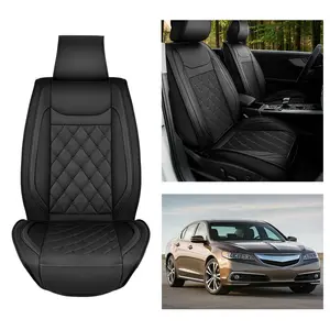 Nilight Car Seat Covers, 2 PCS Front Black Faux Leather Cushions with Waterproof Cover, Breathable Material & Anti-Slip Design, Universal Car Seat Protectors for Hyundai, Honda Accord, Kia Civic, Corolla, Camry, CR-V, RAV4 SUV Truck