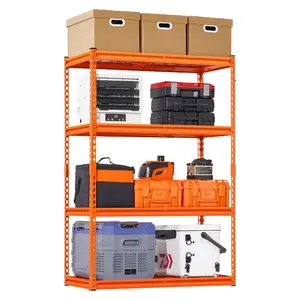 fathersdaygift VEVOR Storage Shelves, 2400 lbs, 4 Tier Heavy Duty Garage Shelving, 20 Dx 40 Wx 60 H Adjustable Metal Shelves for Industrial Shelving Unit Utility Shelf, for Kitchen, Warehouse, Basement, Orange