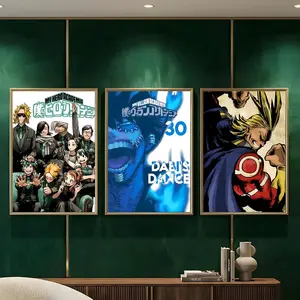 My Hero Academia Painting Calligraphy HD Heavy-Duty Waterproof Wrinkle-Resistant Canvas Print – Tool-Free Durable Hides Wall Flaws & Boosts Style for Living Rooms Bathrooms