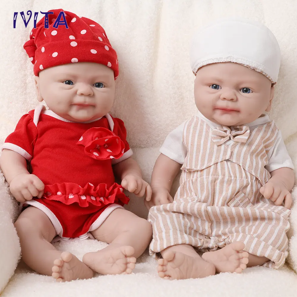 IVITA 14" Cute Silicone Reborn Baby Newborn Preemie Silicone Doll Handmade Floppy Realistic Silicone Baby Collection Gift Cute Silicone Preterm Baby Infant Doll
