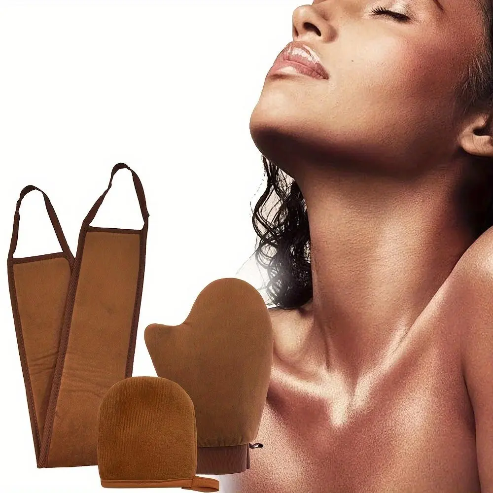 Self-tanning Applicator for Facial and Body Care, 3 Counts/set Reusable Full Body & Back Applicator Glove, Precision Mini Finger Mitt for Face & Body, Self Tanner Mitt, Facial Care Tool