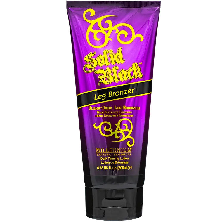 Millennium Solid Black Leg Bronzer Dark Self Tanner Lotion for Adults - Cellulite Fighters, Hair Regrowth Inhibitor, Smoothing, Light Fresh Scent, 6.78 oz, Tanning Lotions, Body Care, Legs Focus, Bronze Glow, Solid Cream for Self Tan Routine