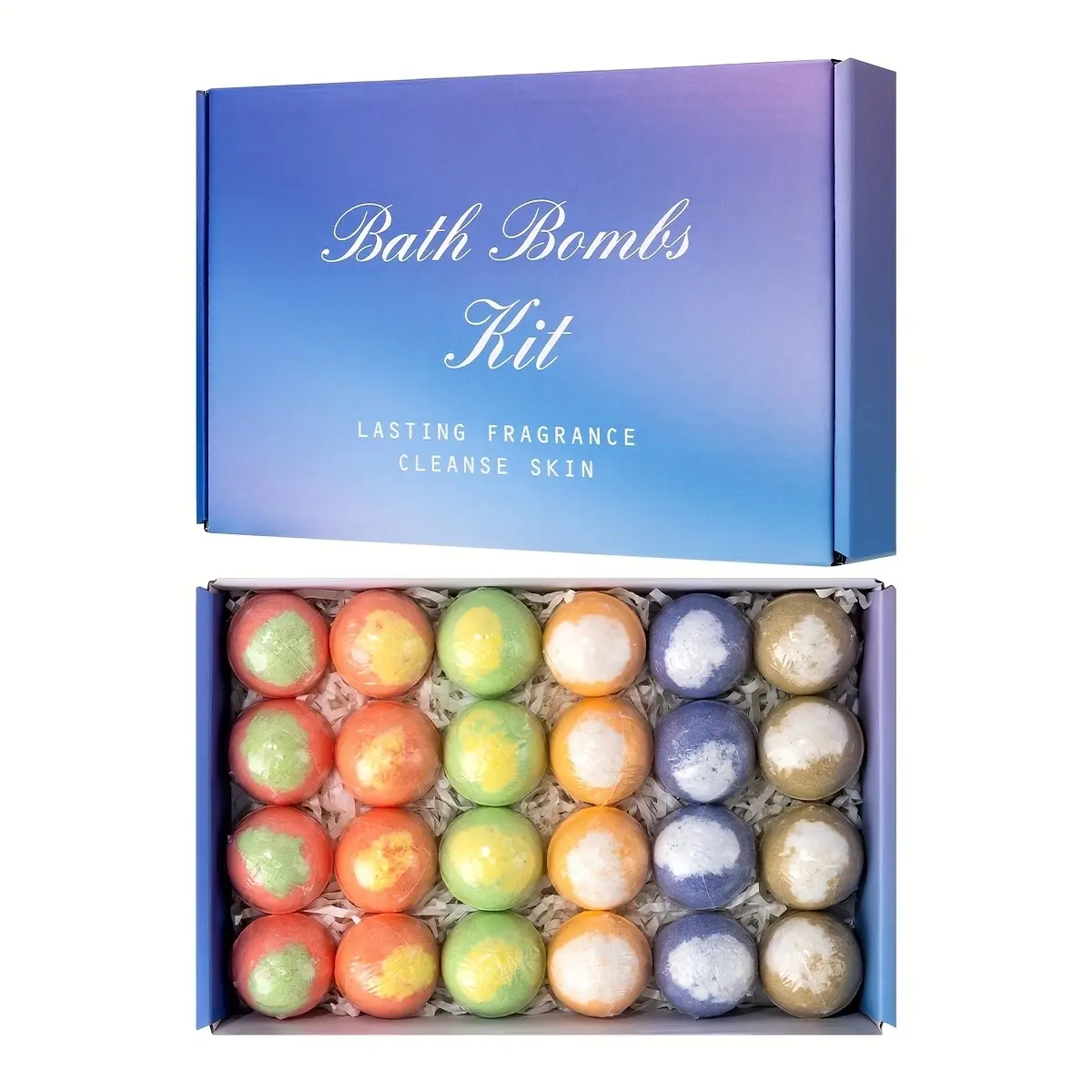 24 Pack Handmade Craft Essential Oil Bath Bombs Bubble Fizz Set, Luxury Spa Bath Accessories, Festive Gift for Wife Girlfriend (Birthday, Anniversary, Xmas), Holiday Gift, Body Care Products