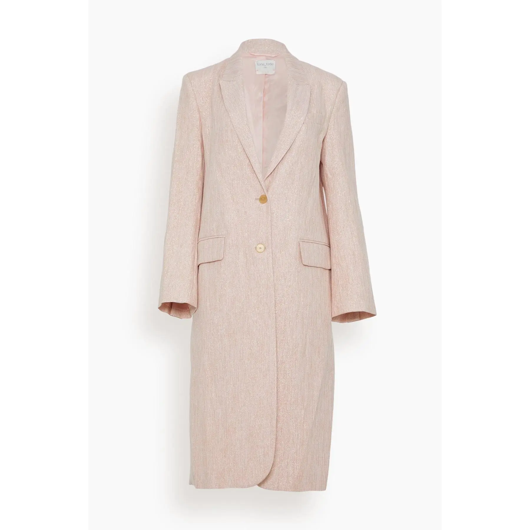 Linen Lurex Micro Herringbone Coat in Petalo