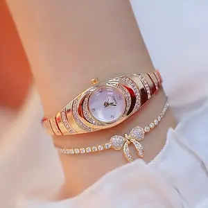 2Pieces/SetFashionableElegantPointerStyleWomen'sQuartzWatchSet,ExquisiteShinyWatchSet,1Watch+1Bracelet,SuitableforDailyUseorGiftGiving