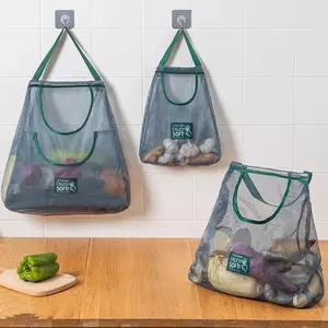 Reusable Hanging Mesh Produce Bags - Portable, Breathable Net Bags for Fruit, Vegetable, Garlic, Onion, Potatoes - Home, RV, Camper Storage