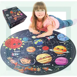 Puzzles for Kids Ages 4-6 with Solar System Planets, 70 Piece Round Large Kids Floor Puzzles for Ages 3 4 5 6 7 8, Educational Toy Gift Jigsaw Puzzles for 5 Year Old Boys Girls(Gag Toys & Practical Jokes)(Gag Toys & Practical Jokes)