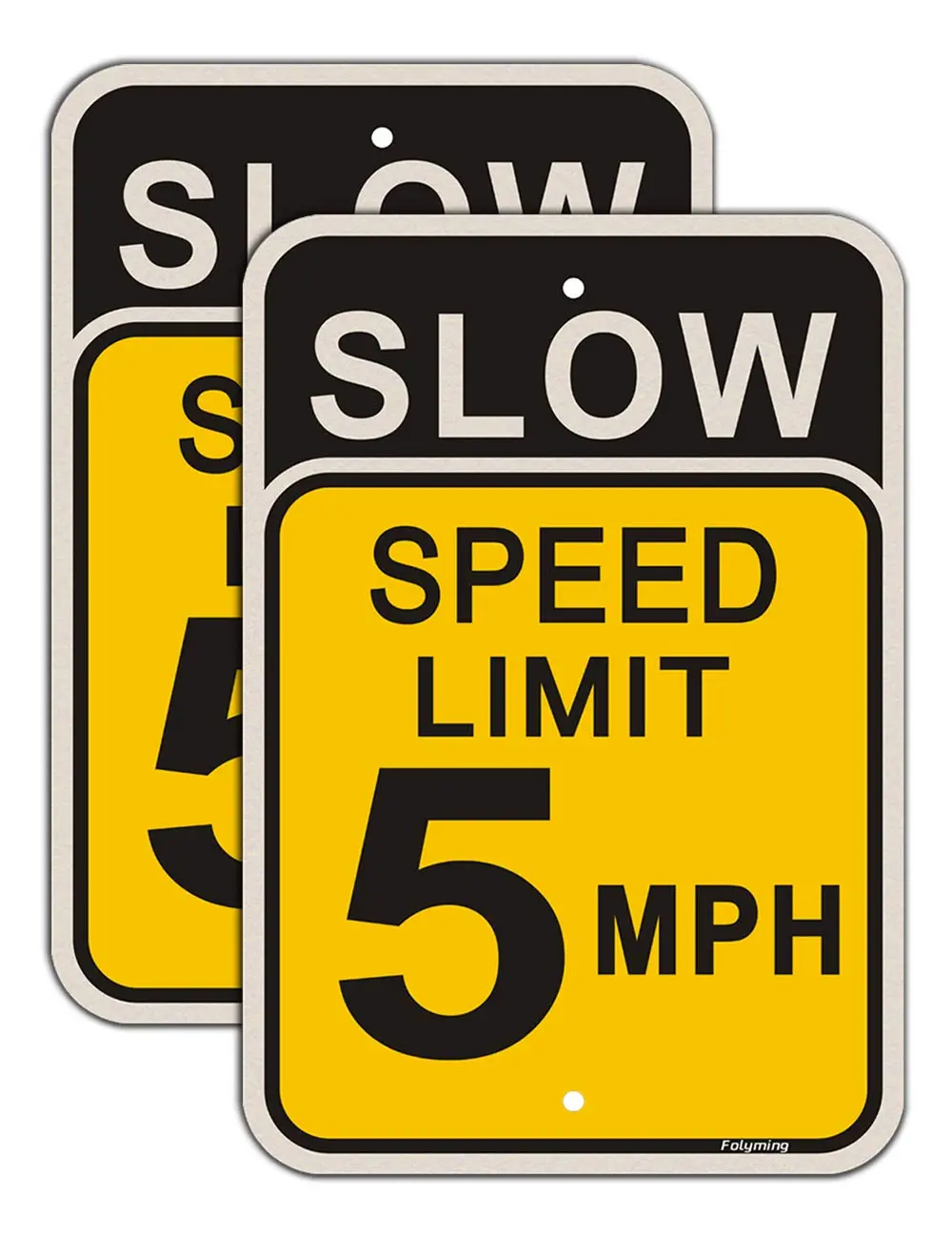 4 Pack Slow Speed Limit 5 MPH Sign, Slow Down Sign, 16 x 12 Inches Traffic Sign, Engineer Grade Metal Reflective Sturdy Rust Aluminum Waterproof Durable Ink Easy to Install