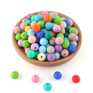 20pcs 15mm Mixed Color Silicone Beads - Assorted Vibrant Colors for Crafting and Jewelry Making