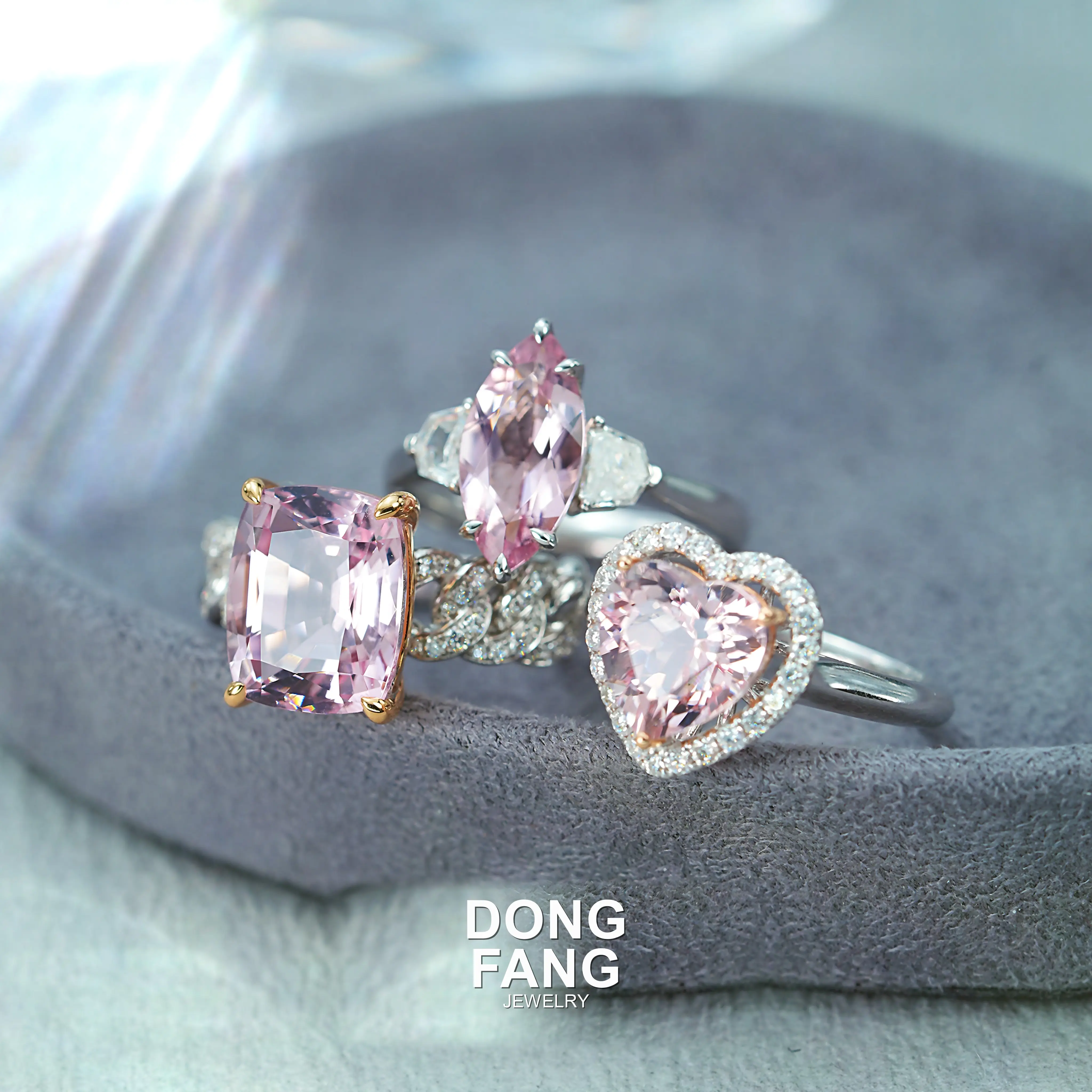 DONG FANG JEWELRY Natural Morganite Gemstone Ring Collection