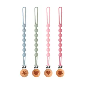 Silicone Pacifier Clip Holder with One Piece Design Pack of 4 Soft Flexible Binky Clips for Baby Boy and Girl 0-6M Set 1 - Pacifierclip