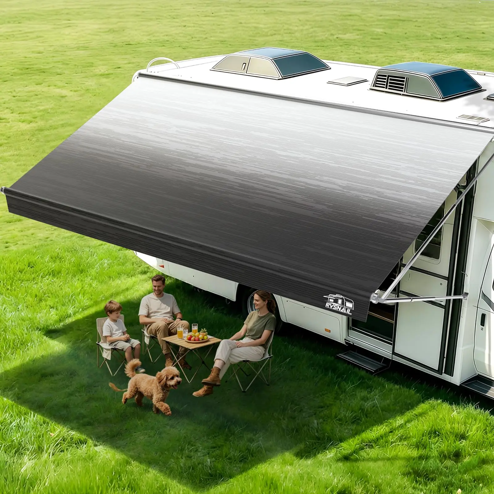 RV Awning Fabric Replacement 15FT-19FT – Camper Awning Replacement, 19.5oz Heavy-Duty Heat-Sealed Vinyl, UV & Weather Resistant, Sunproof, Universal Awning for RVs, Motorhomes, Campers