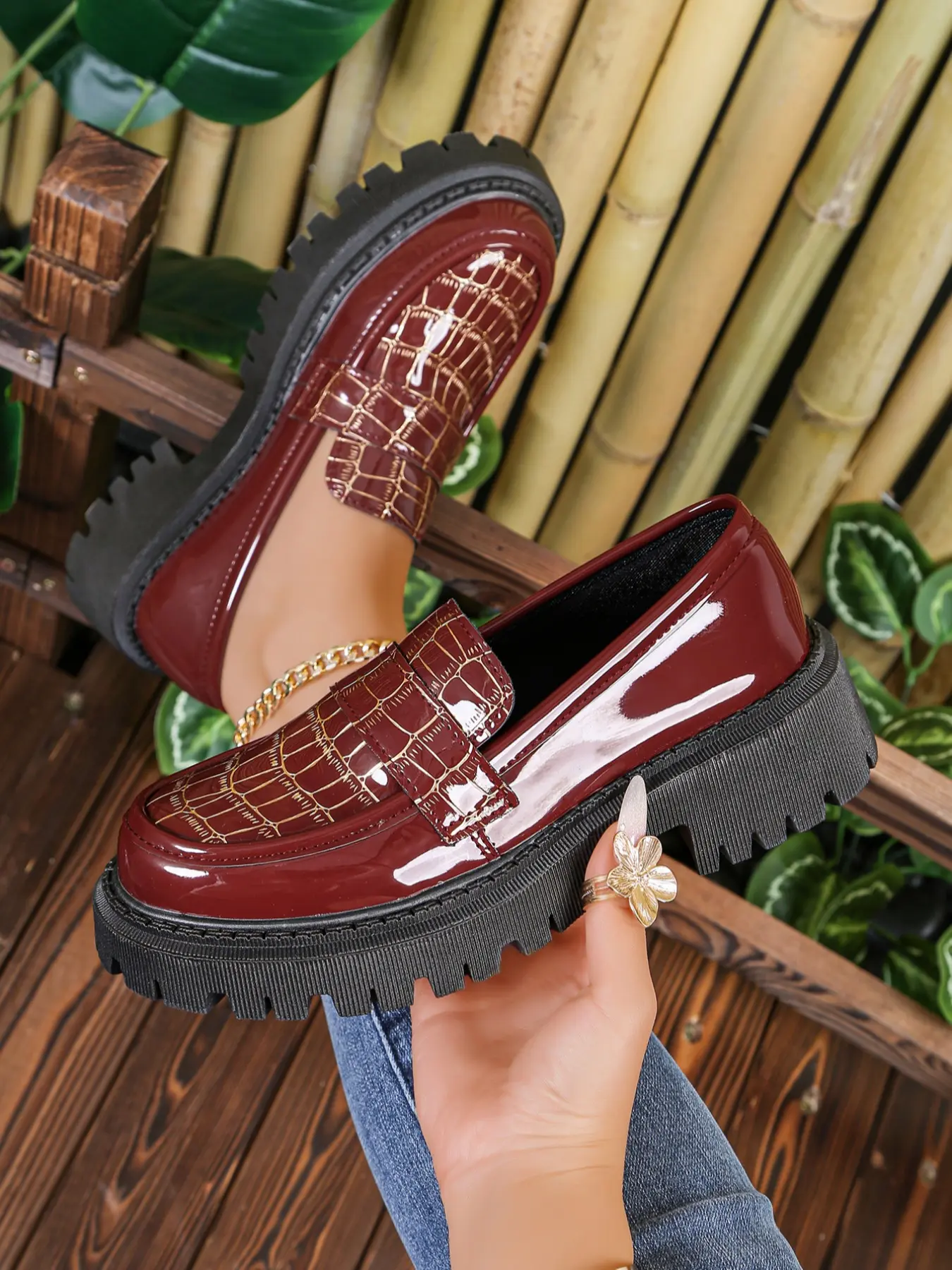 Women's New Chunky Heel Elevator Slip-On Shoes, Easy Wear and Remove, Comfortable Fashion Casual Loafers for Spring & Fall