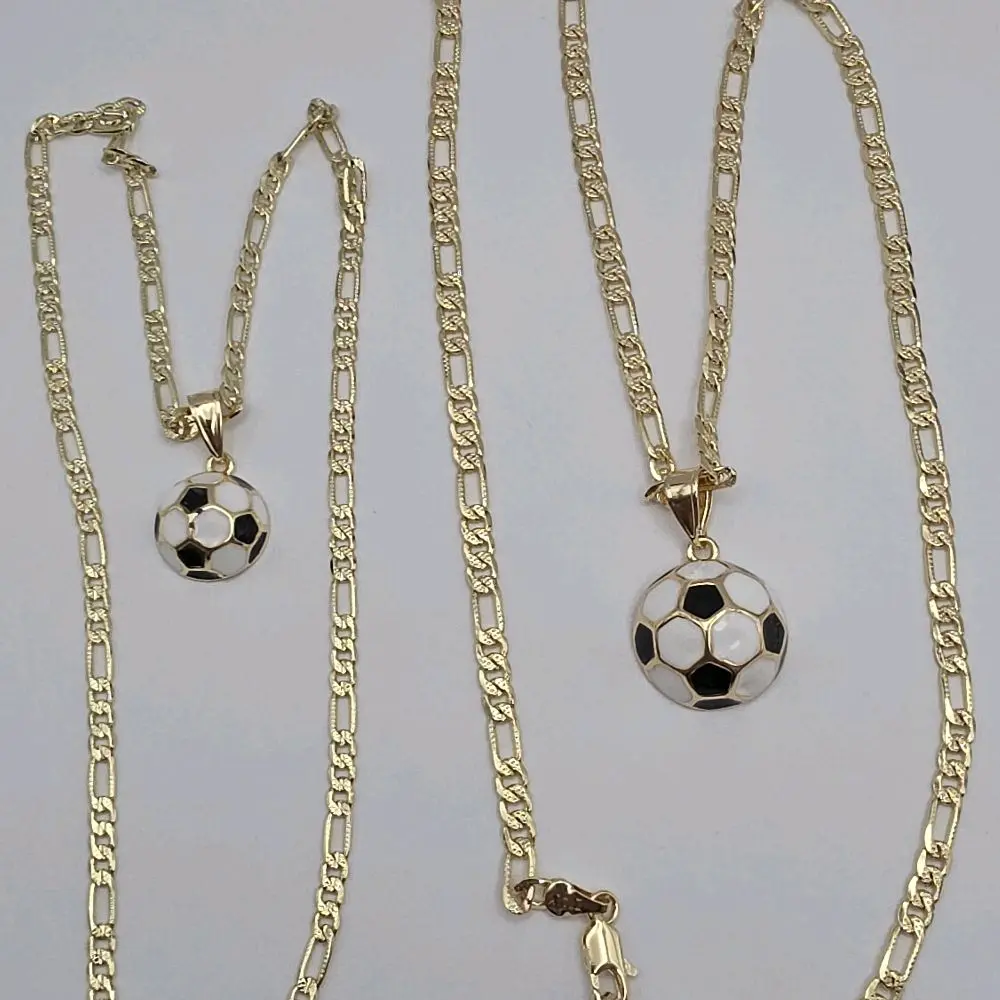 soccer ball set for Dad and son figaro 18"inches shorter 24"inches bigger included chains style  gold-plated classic colors design  both for this price