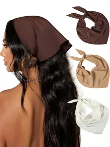 1pc/3pcs Bohemian Solid Color Triangular Boho Style Scarf Headband, Photo Shoot & Sun Protection Hair Wrap Women Bandanas Winter Hair Accessories Women Hair Band Summer Vacay Boho Accessories