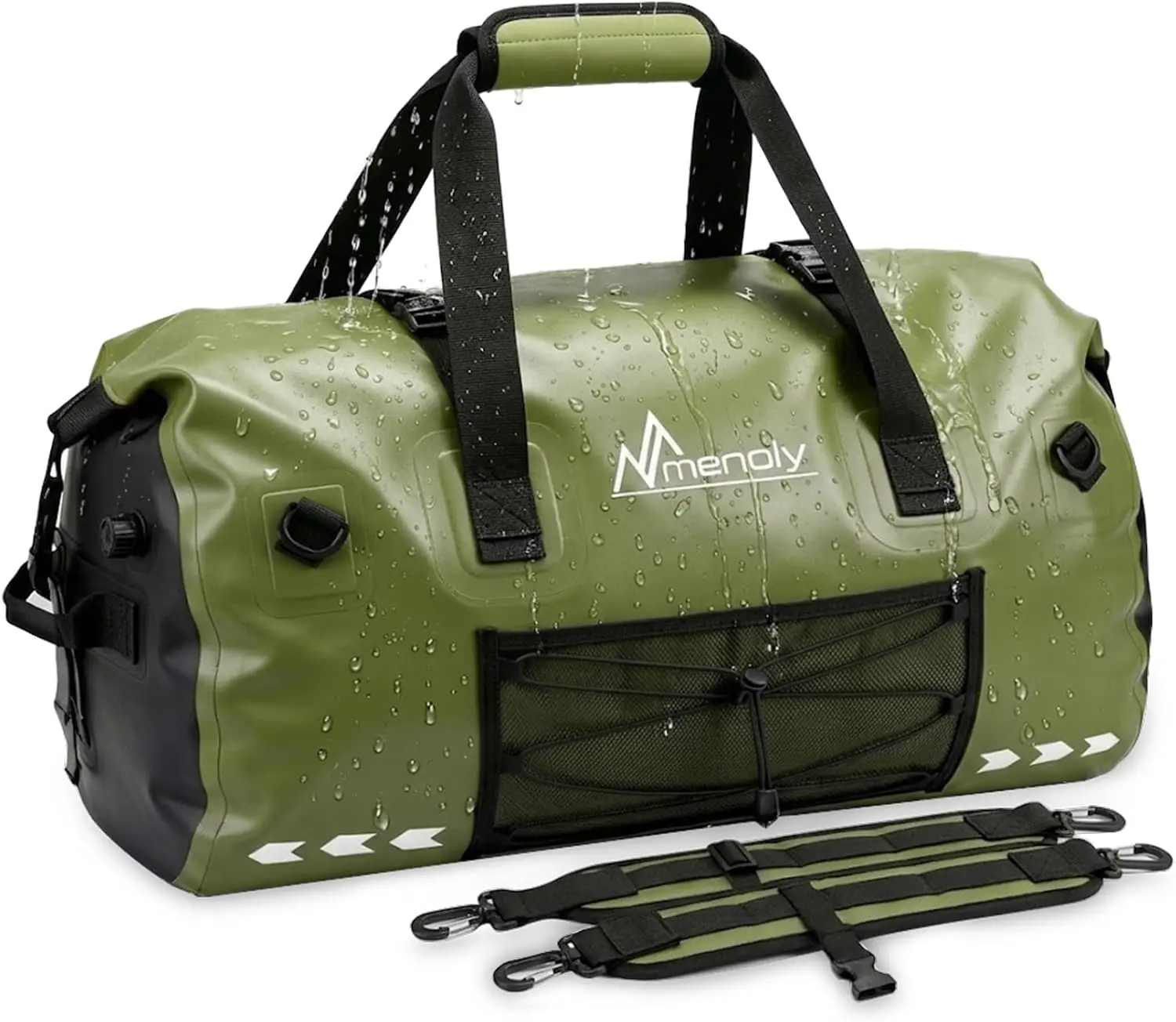 Menoly Unisex 60L Waterproof Dry Bag, Duffle Shape Roll Top Seal Duffel for Kayaking & Fishing - Heavy Duty with Reinforced Handles and Straps