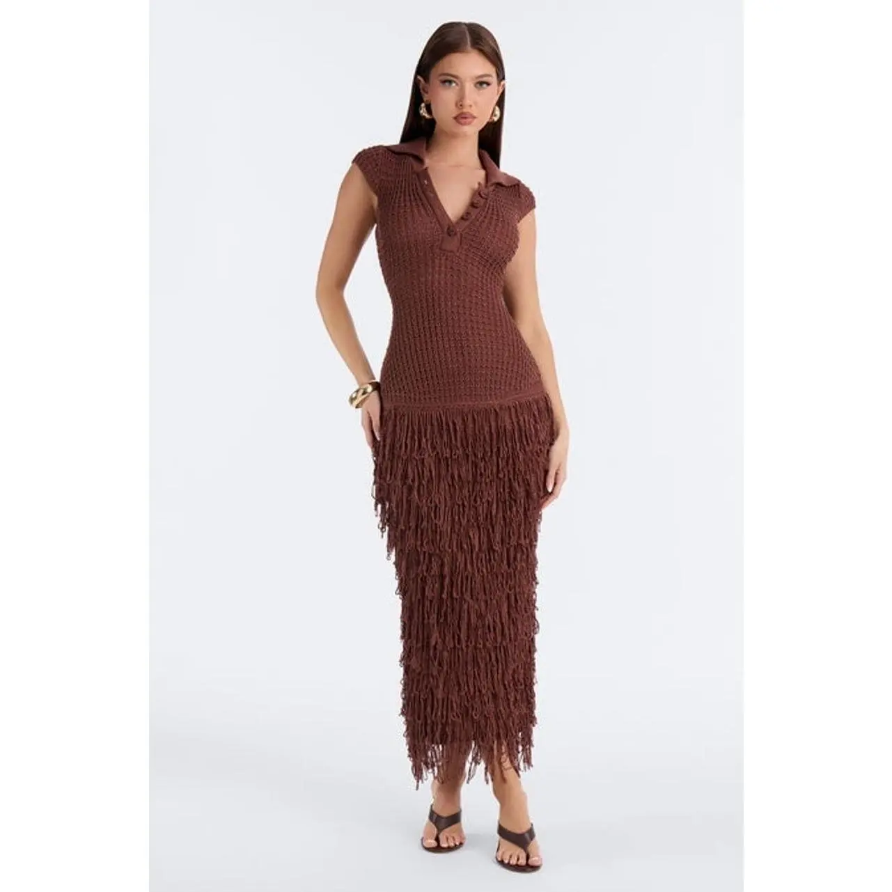 Catalina Crochet Maxi Dress - Chocolate G