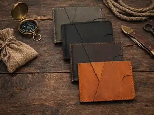 Full Grain Leather Money Clip Wallet for Men – Slim Bifold Wallet with Metal Cash Clip & ID Window