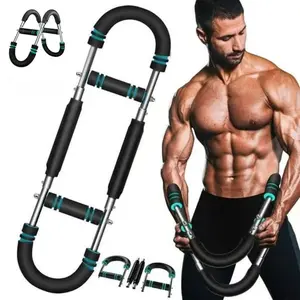 Arm Trainer Arm Chest Trainer for Men, 2-in-1 Adjustable Tension Strength Trainer with Resistance Bands, Forearm & Upper Body Workout Equipment, Portable Home Gym for Beginners