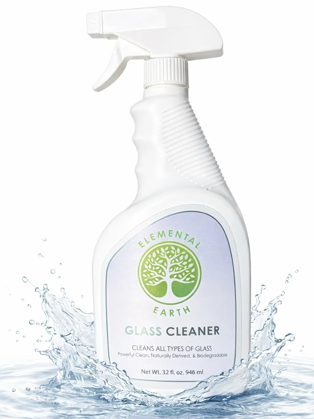 ELEMENTAL EARTH 32oz Alcohol-Free Household Glass Cleaning Spray - Gentle for Sensitive Skin, Safe for Windows, Electronic Screens, Includes Towel