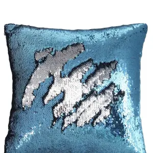 Play Tailor Sequin Pillow Cover Cushion Covers 16x16in Silver and Blue Flip Sequins Decorative Throw Pillow Case, Insert Not Included