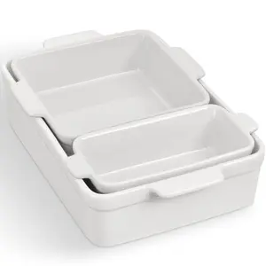 Best Choice Products Ceramic Bakeware Set of 3 Casserole, Loaf, and Square Dishes w/ Handles