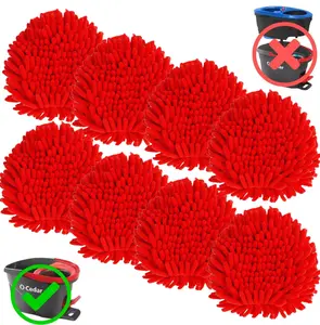 8 Pack Mop Replace Head for O Cedar, Mop Heads Replacements for Ocedar, Chenille Duster for O-Cedar Easywring 1-Tank Spin Mops, Reusable Red Chenille Dust Mop Pads for Dry Wet Use