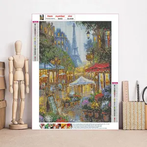 Paris Flower Market Pattern DIY Diamond Arts Colorful Painting Kit without Frame, DIY 5D Diamond Art Embroidery Kt, Wall Art Decor for Home, Diamond Painting Kits