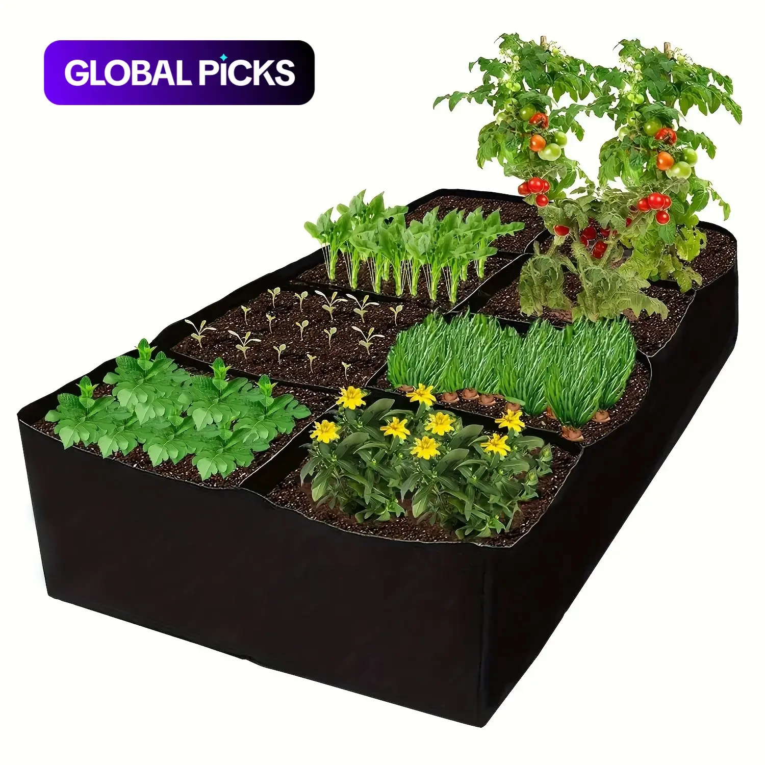Rectangular Felt Plant Bag, Multi-Compartment Vegetable Growing Pouch, Eight-Hole Planting Bag, Potato Grow Bag, Gardening Supplies, Outdoor Planters, Planters For Outdoor Plants, Patio Planters #GLOBAL PICKS
