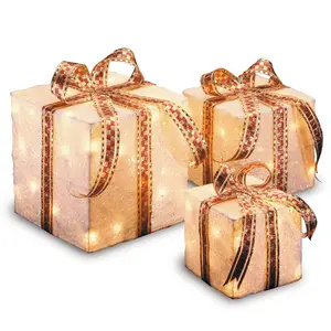 Pre-Lit White Sisal Gift Box Assortment