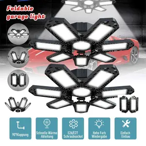 LED Garage Light 2 Pack, Garage Lights Ceiling LED with 7+1 Deformable Panels, LED Garage Ceiling Lights