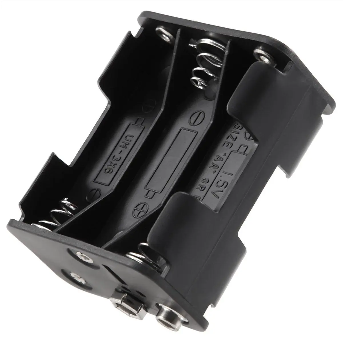 Plastic Double-Side Spring Clamp Battery Holder Case - 6x1.5V AA Battery Fit, 5.6x4.5x3 cm Size, Compact Black Rectangular Box for Household & Commercial Appliance Parts