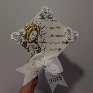 Virgin Mary W bow Graduation Cap