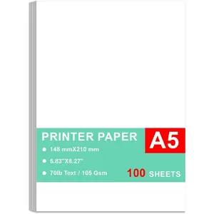A5 Printer Paper - 100 Sheets, A5  Bright White Paper, 28lb Bond / 70lb Text (105 gsm) Bright White Paper -  for Copy, Printing, Writing, 5.83" x 8.27" (148 x 210 mm)