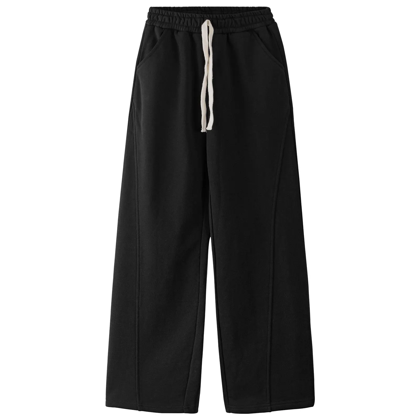 Girls' Cotton Blend Wide Leg Sweatpants - Loose Legged Pants with Deep Pockets, Elastic Waist Casual Trousers for 4-14 Years Daughter, Granddaughter