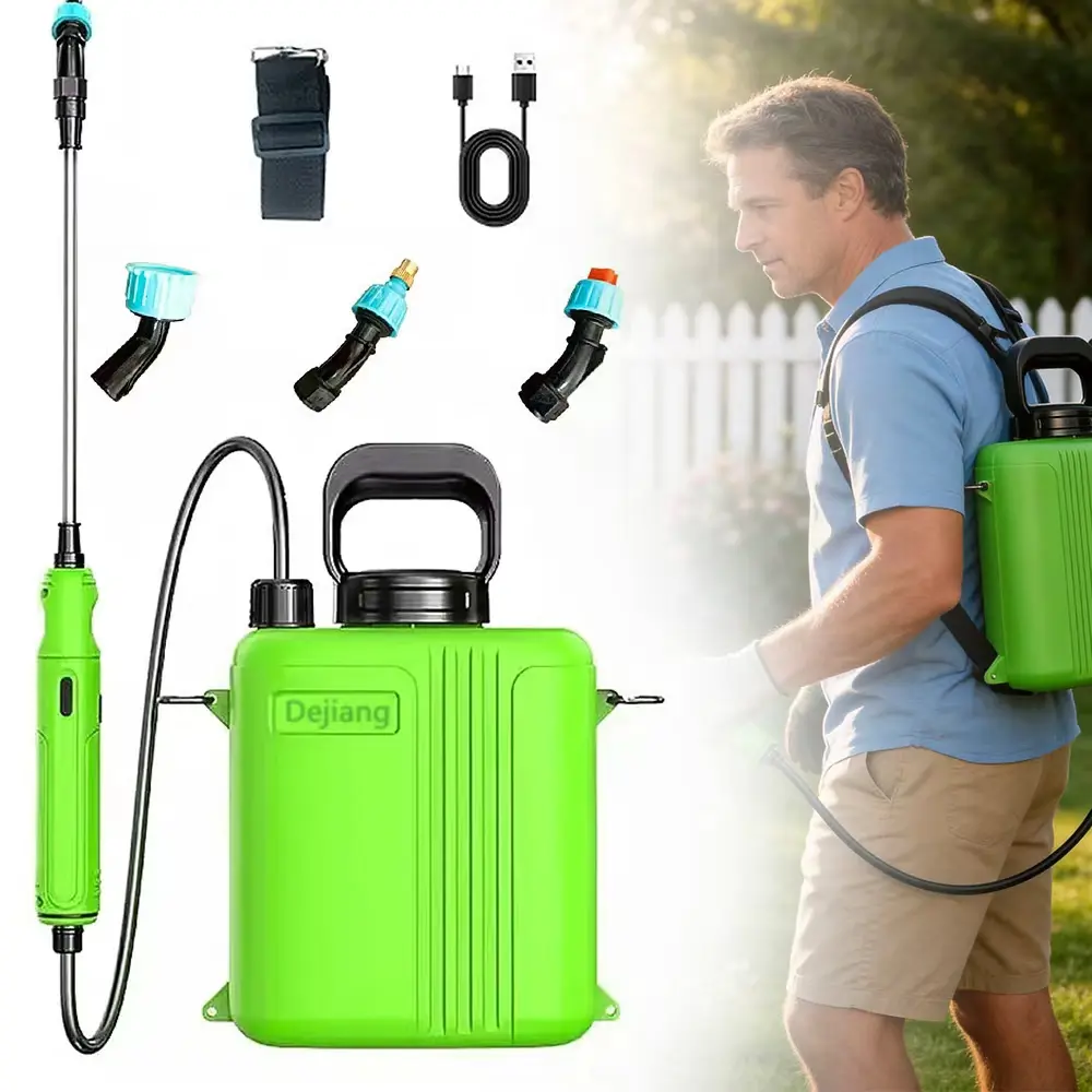 Large 1.35 Gallon Battery Powered Sprayer Rechargeable Electric Garden Sprayer with Telescopic Wand and 3 Nozzles 2 Speed High Pressure Water Pump for Lawn Yard Care