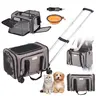 VEVOR Airline-Approved Rolling Pet Carrier with Wheels, Telescopic Handle, Shoulder Strap, Zipper, Fabric, Hook-and-Loop, Backpack Conversion, 17.5x11.2x11.4 in, 25 lbs Capacity, Includes 1 Folding Bowl for On-Board Cats & Dogs