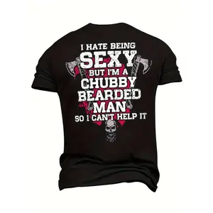 Men's Plus Size Short-Sleeve Round Neck Casual Cotton T-Shirt - Menswear with Hammer Skull Design, Tshirt, Shortsleeve