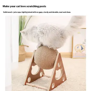 Cat Scratching Post, Sisal Rope Ball Cat Toy, Self-Entertainment Boredom Relief, Cat Claw Grinding Board, No-Shedding Vertical Durable Scratching Ball