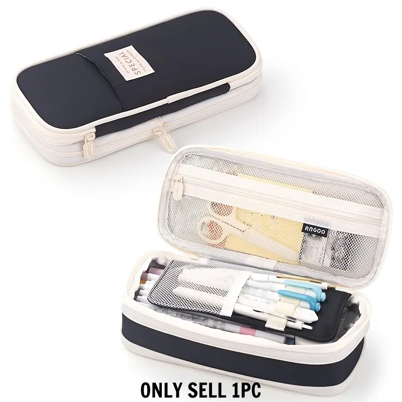 Large Capacity Zipper Pencil Case, Fashion Stationery Organizer for Teens, School and Daily Use, Office Supplies, Classroom Supplies, Perfect for Pens, Writing Stationery and Supplies, Ideal Gift