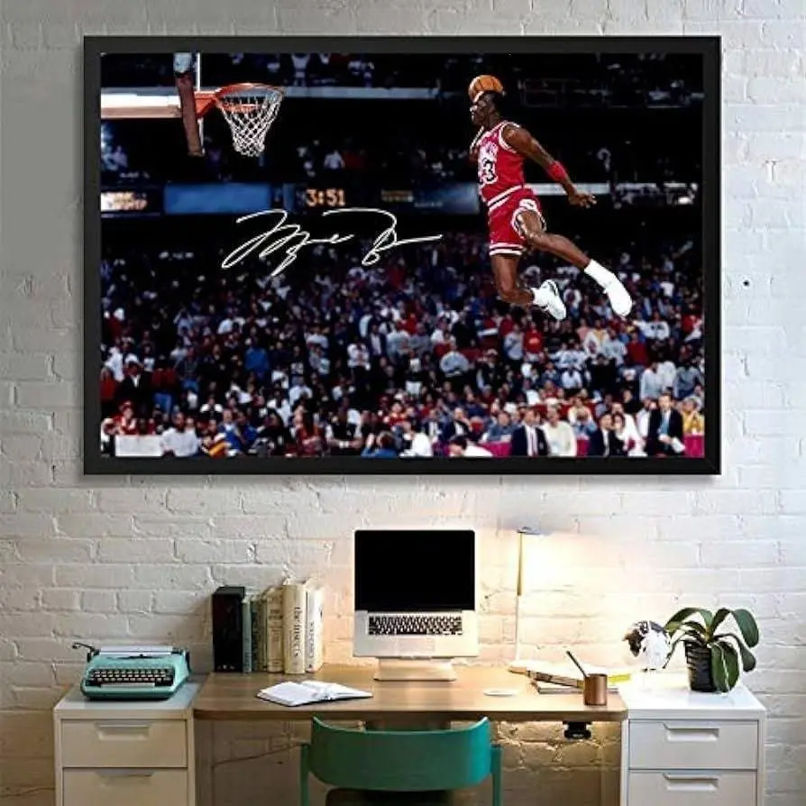 [SALE UP TO 43%] Michael Jordan Flying Dunk Poster, Basketball Legend Wall Art, Motivational Sports Print, Gift for Game Room, Office, or Gym [UNFRAMED]