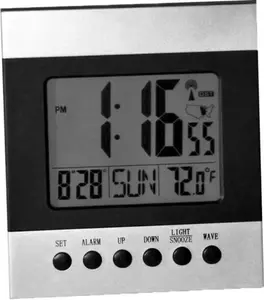 212 MAIN Atomic Desk Clock - 1.5 in. Numbers, Light-on-Demand, Front Buttons, Auto-Set Sync, Digital Decor Clock for Home Supplies