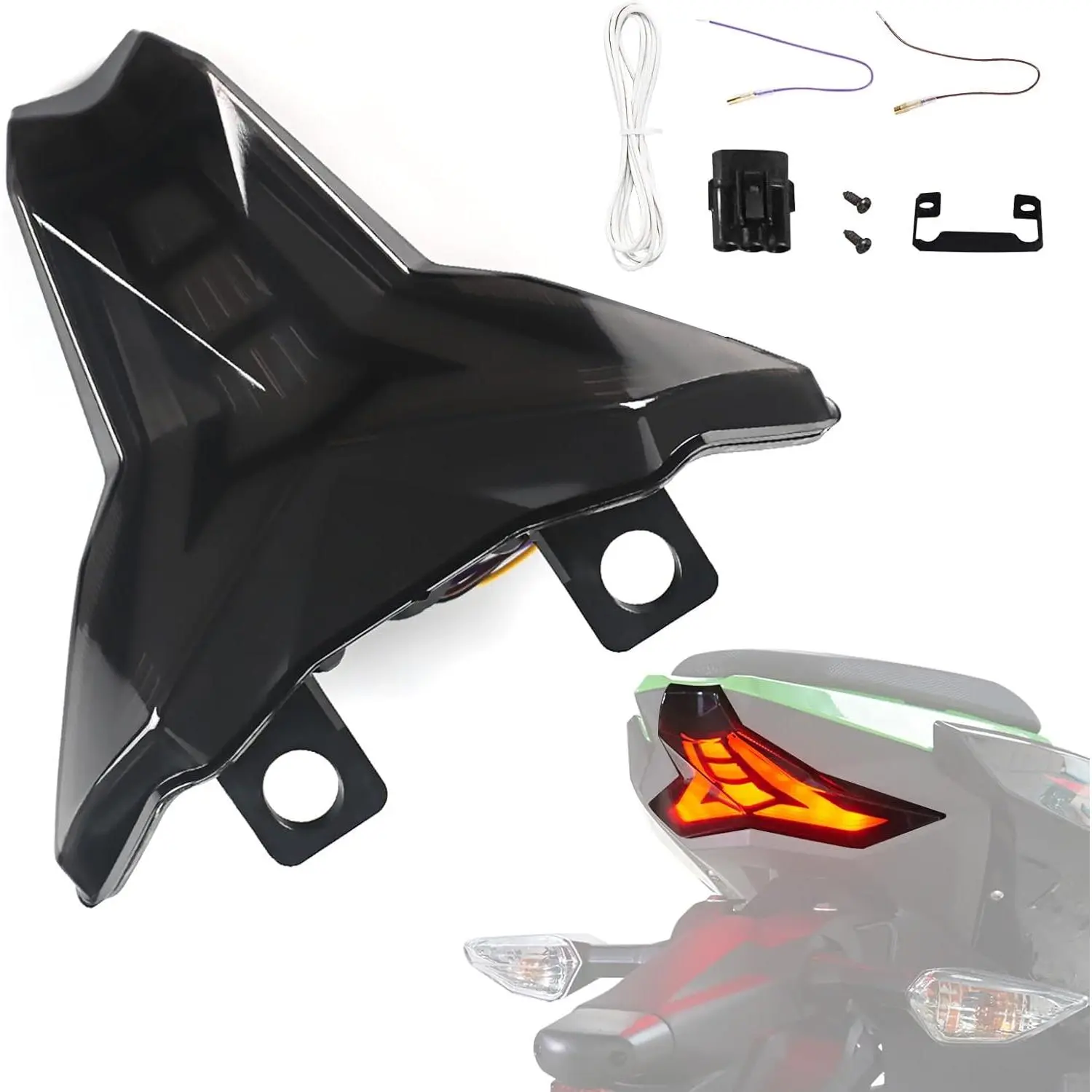 Motorcycle LED Tail Light for Ninja 400 18-24, Smoked Black Integrated Brake Tail Light Turn Signals Light for Kawasaki Ninja 400, Z400, Z1000 R, ZX-6R Accessories, 2013-2025