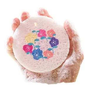 6-Pack Round Compressed Pulp Dish Sponge, Kitchen Cleaning Brush, Dual-Sided Oil-Resistant Stain Remover, Soft Stubborn Stain Cleaner