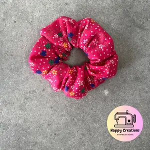 Handmade Hair Scrunchie - Floral Pattern Hair Scrunchie - Cute Floral Hair Scrunchie