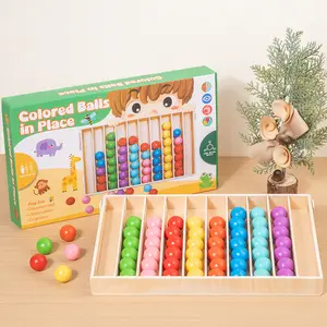 Wooden Color Sorting Game for Kids, Cognitive Skill Training Toy, Learning Materials, Christmas Gift for Ages 3-6, Hand-Eye Coordination Development
