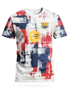 Men's Barcelona Special Edition Graffiti Soccer Jersey, Quick-Dry Breathable Training Shirt, Fan Version Short Sleeve, Casual Fit, Sports Top