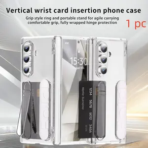 High-Quality Samsung Galaxy Z Fold7/6/5/4 Case with Wristband, Card Slot, Stand, Protective Hinge, Folding Phone Cover